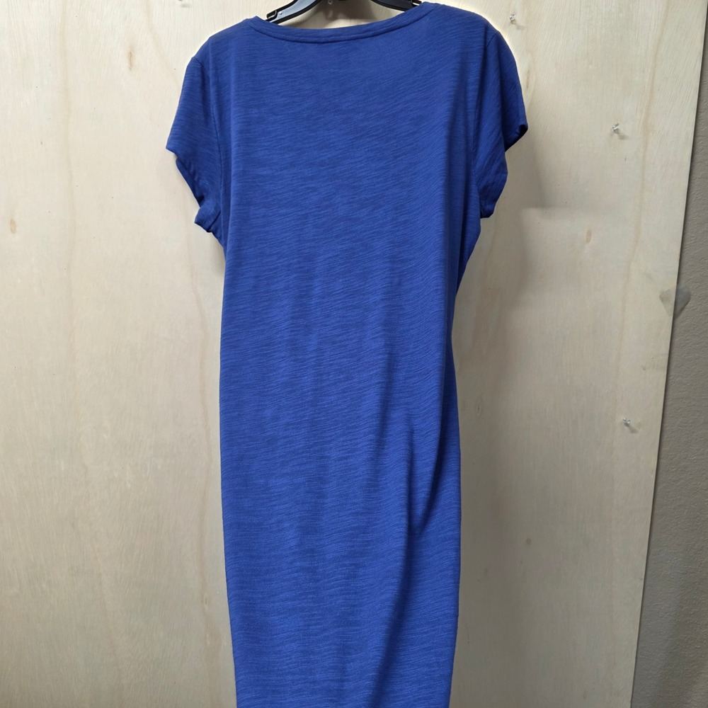 Lauren Ralph Lauren Blue Cotton Slub Faux Wrap Side Tie T-Shirt Dress 14 - Picture 10 of 10